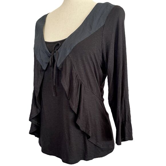 Marks & Spencer Black Layered Cascading Top UK 12 US 8 Y2K Whimsigoth Romantic - Picture 1 of 14